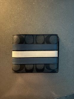 Coach signature canvas with varsity stripe men’s wallet.