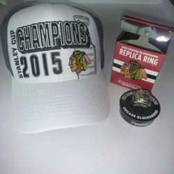 Blackhawks Championship ring and hat