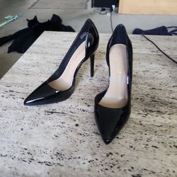 Black Patent Leather Heels,  Size 6 - New