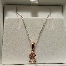Solid 10k Rose Gold 🌹 🆕 Genuine 💎 Morganite Necklace! 💞