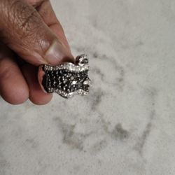 14k White Gold 2ct Black Diamond Studded Ring