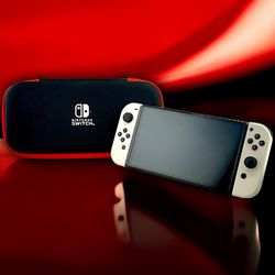 Nintendo Switch OLED with Case and Charger.