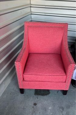Coral Fabric Accent Chair with Nailhead Trim