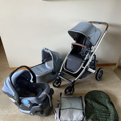 Uppababy V2 Cruz Stroller With Car Seat And Bassinet Light Blue