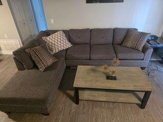 Large Gray L-Shaped Sectional Sofa with Chaise