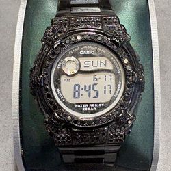 CASIO BABY-G Shock (3136) BG-3000 Iced Out G SHOCK Black Diamond Watch 4.50ct