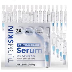  TURMSKIN® Hyaluronic Acid Serum Ampoules [ULTRA HYDRATING VIALS] - 3% Hyaluron Booster for Glass Skin & Anti Aging - 24 Hours Hydration - So 