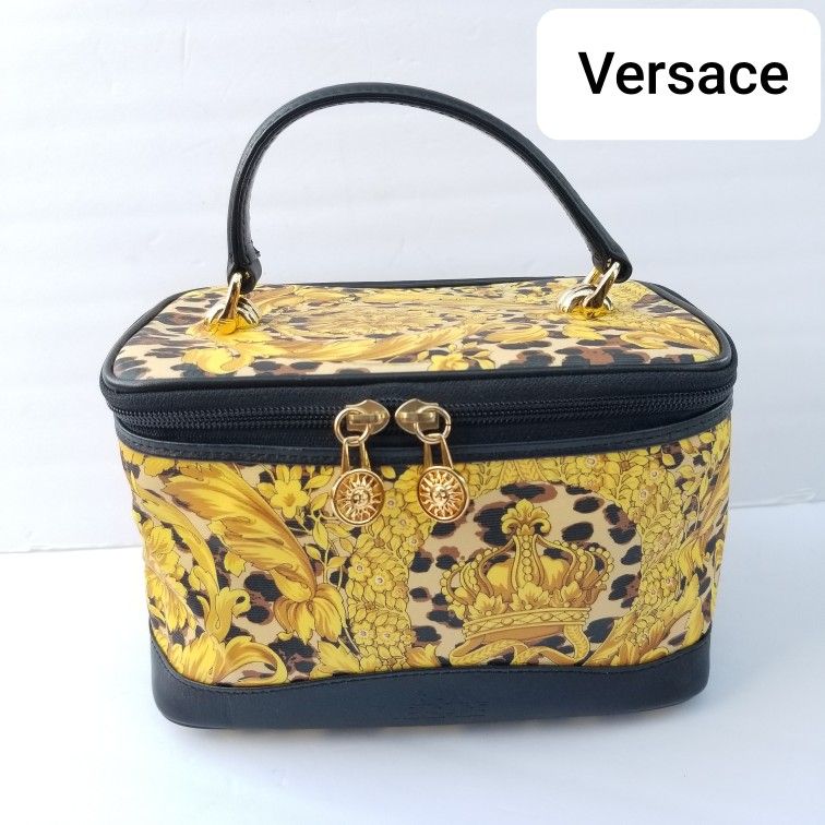 GIANNI VERSACE Baroque Floral 1990's Vanity Cosmetic Case Handbag