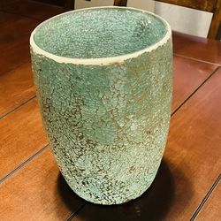 Elegant Glass Waste Basket – Textured Turquoise Finish