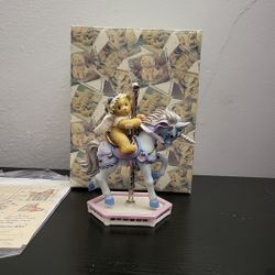 NIB Cherished Teddies Crystal Girl Riding Unicorn Carousel Series #589942R C