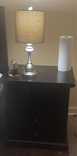2 black 2-drawer nightstand