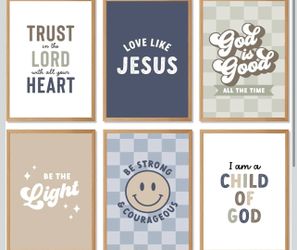 6 framed christian wall art prints size 11x14