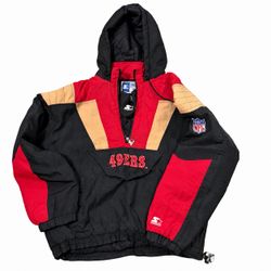Vintage 90s Starter Pro Line San Francisco 49ers NFL Jacket Hooded Size L