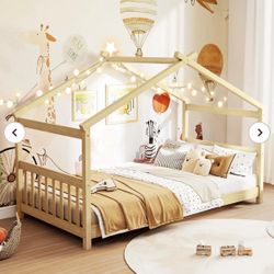 Full Size House Bed With Headboard & Footboard