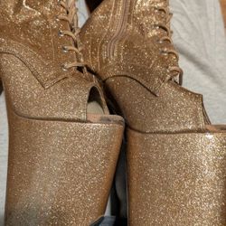 Thigh High Gold Pleaser Boots