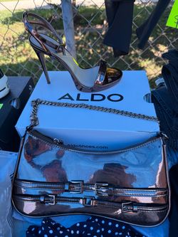 Aldo Bronze Strappy Heels with Matching Bag