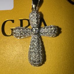 Elegant Sterling Silver Moissanite Cross Pendant 