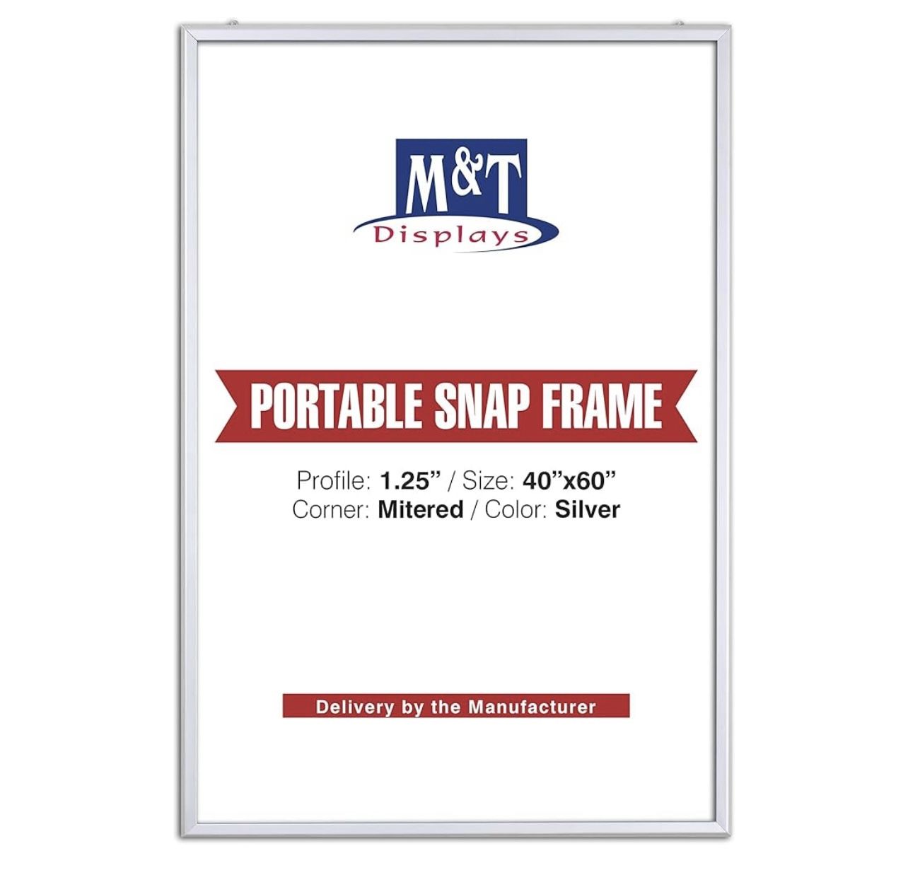 40x60 Portable Snap Frame Front Loading Wall Mounting 1.25” Silver Profile