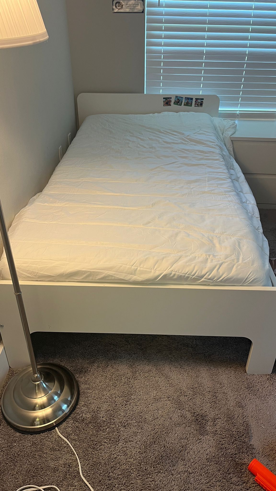 For Sale: IKEA White Bed Frame + Morgedal Mattress (Full Size) – Excellent Condition