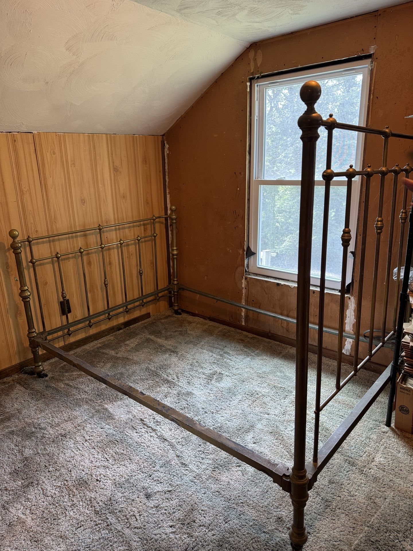 Vintage Full Size Brass Bed Frame - Antique