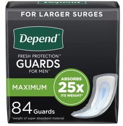 Depend Men's Maximum Incontinence Guards 84 Count - BUNDLE OPTION INCLUDED