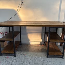 Rustic Edgy  Industrial Computer Wood Desk  - UNIQUE !!