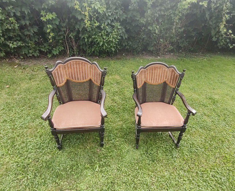 Antique Victorian Wingback Rocking & Sitting Chair Set