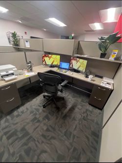 Cubicle desk and under desk file cabinet