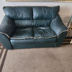 Retro Leather Loveseat Sofa