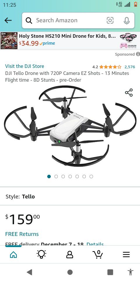 Tello Drone With 720p Camera And 3 Batteries 