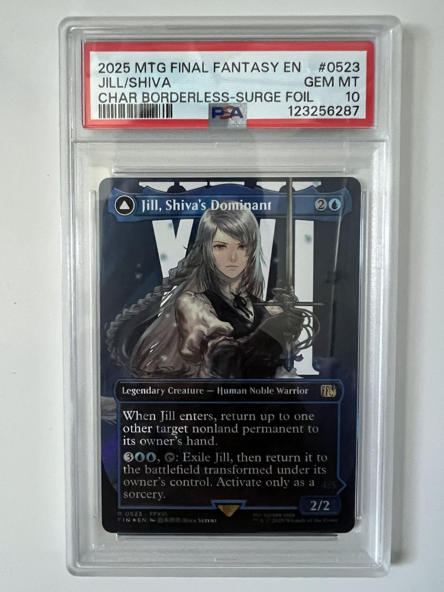 MTG Jill, Shiva's Dominant 0523 - Surge Foil Borderless - Final Fantasy - PSA 10