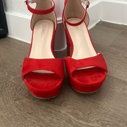 Camssoo Red Platform Heels 