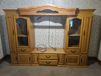 Like New Wood Entertainment Center 114x83x28 with Storage - Newton, KS