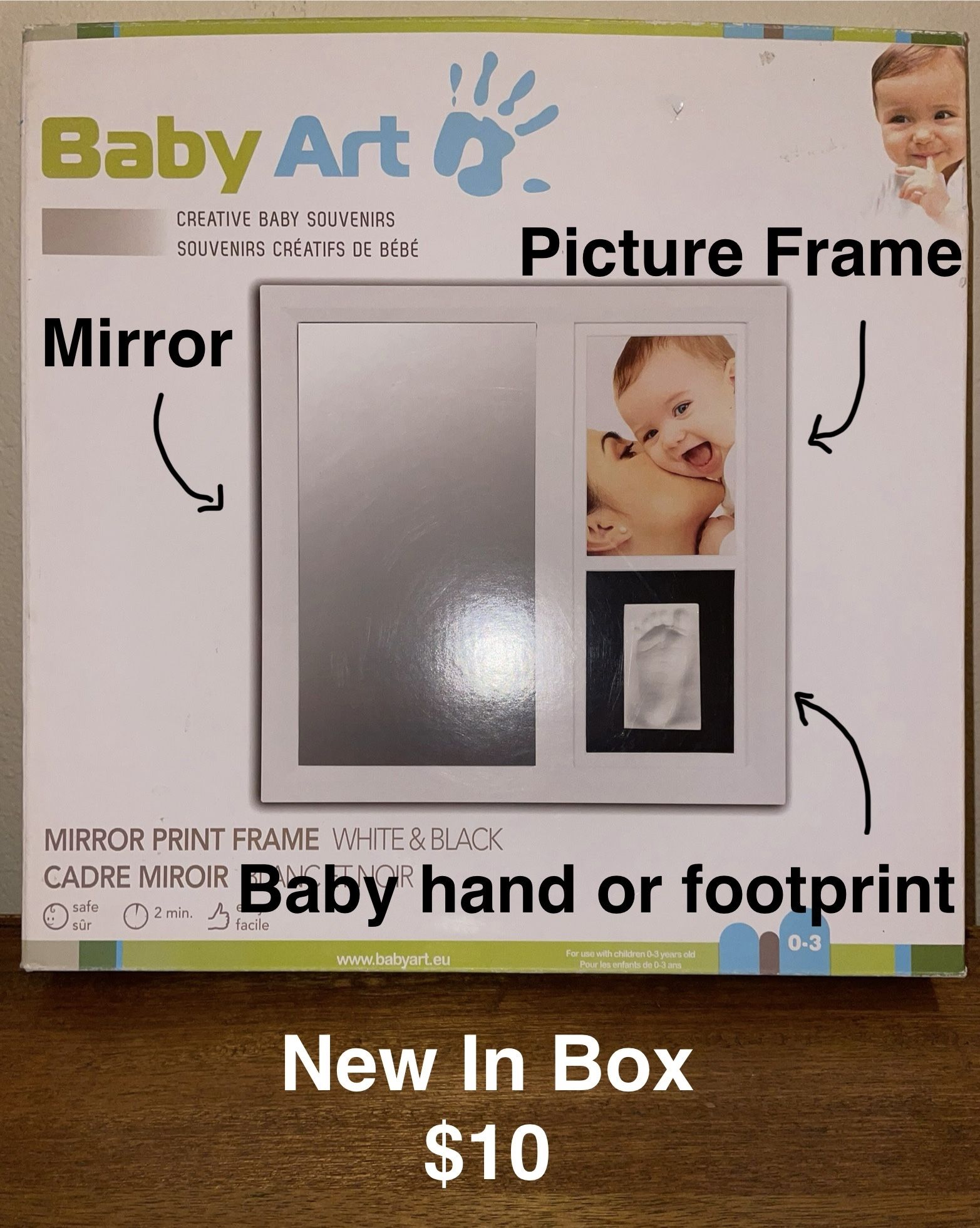 New In Box! Baby Art Mirror Print Frame 