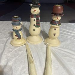 Snowman candle holders