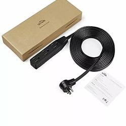 15FT 3-Outlet Flat Extension Cord Grounded Extension Cord with Multiple Outlets 3 Prong Outlet Extender Flat Plug Power Strip Indoor Extension Cord 1