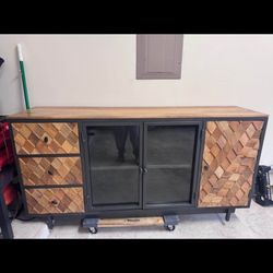 Rustic Wood & Metal Sideboard Console – TV Stand / Storage Cabinet