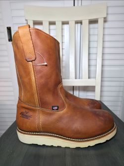 Thorogood American Heritage 11″ Tobacco Pull-On Wellington Wedge Sole Safety Toe Men's Size 10 EE
