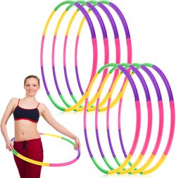 8 Pack Color Detachable Hoop Fitness Waist Exercise Ring Plastic Exercise Hoop