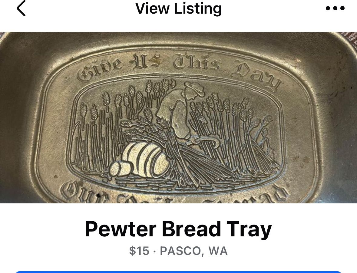 Vintage Pewter Bread Tray