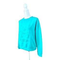 Designer Cropped Teal Green Women’s Pullover Sweatshirt Toy Bear Sz M