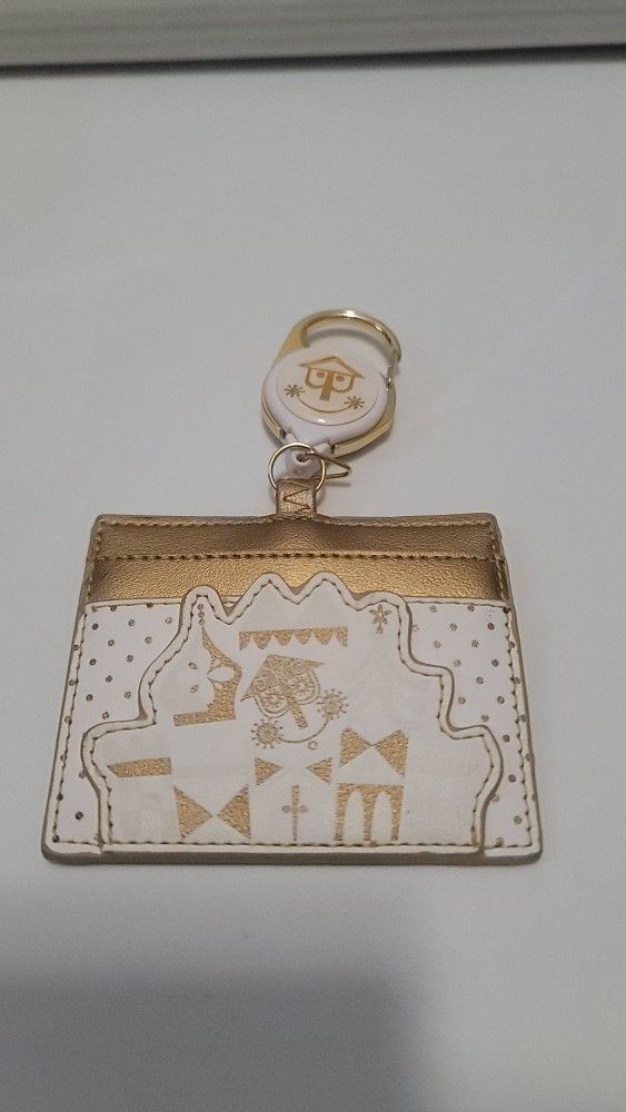 Disney Loungefly It's A Small World Badge Holder Reel Wallet White Gold Disneyland