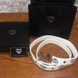 Classic White MCM Belt 