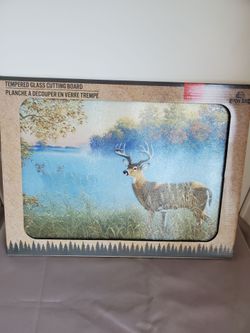 Buck In The Morning Fog Glass Cutting Board