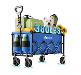 InBrave Collapsible Wagon Cart with All-Terrain Wheels, 380LBS Capacity