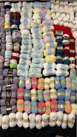 Huge 150 Skein Yarn Lot Baby Yarn Bernat Passport Lion Brand Mixed