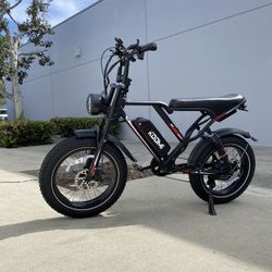 Brand new in box, e-bike 750w 48v 17.5ah, top speed 28 mph. Full suspension, with chain lock, phone holder, foot pegs,  electric bike 