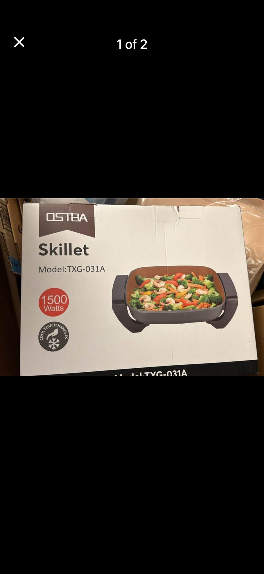 OSTBA Electric Skillet and Frying Pan with Glass Lid, 12"x12" Copper Nonstick Electric Pan for Cooking, 1500W Power, Cool Touch Handles, Adjustable Te