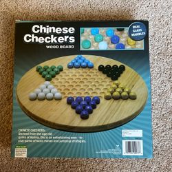 Chinese Checker Board Game With Wood Board And Glass Marbles 