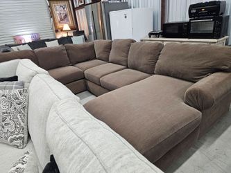 Brown U-Shaped Sectional Couch – Delivery Available